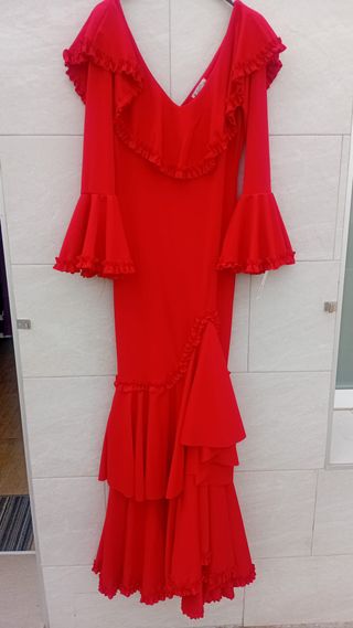 Vestido Flamenca Rojo Pasión Volantes