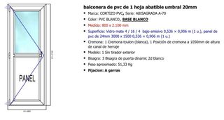 Puerta Balconera PVC Blanca CORTIZO