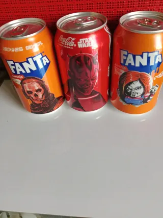 3 Lattine da Collezione Frikis Fanta e Coca-Cola