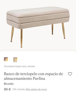 Banco terciopelo con almacenamiento