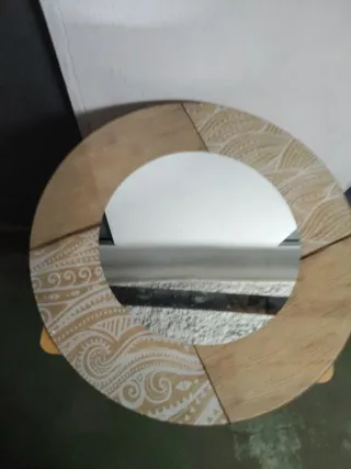 Espejo Decorativo Beige y Blanco