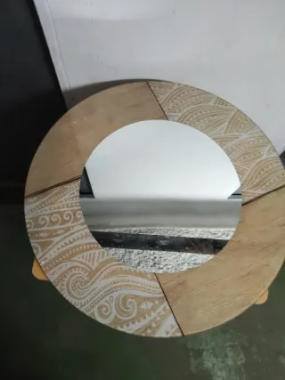 Espejo Decorativo Beige y Blanco