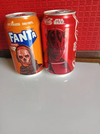 2 Latas Fanta Xbox 25  y Coca-Cola Star Wars maul.