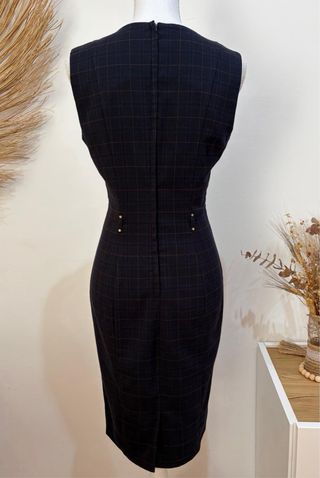 Vestido Orsay cuadros negro y marrón