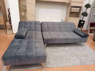 Sofa Chaise Longue Sifa Gris Terciopelo