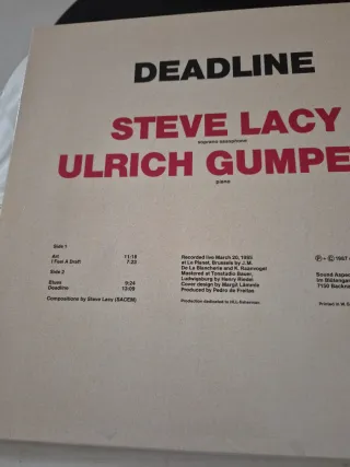 Vinilo Jazz Steve Lacy Ulrich Gumpert