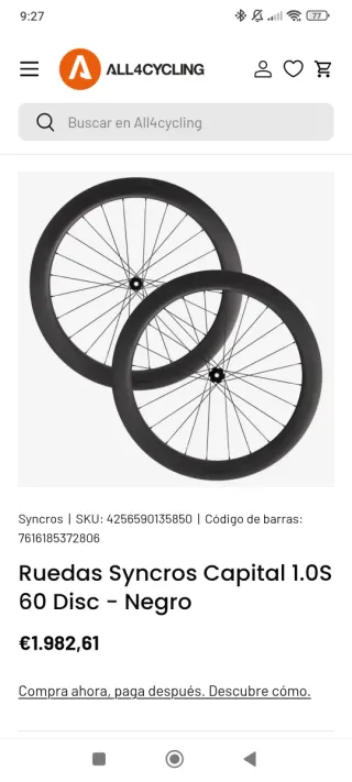 Ruedas Carbono Syncros Capital 1.0S DT Swiss