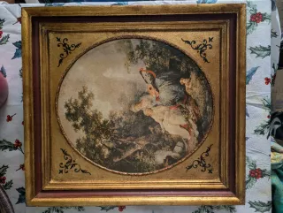 Cuadro vintage escena galante de madera