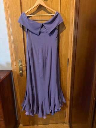 Vestido fiesta crepé seda talla 44 chal a juego