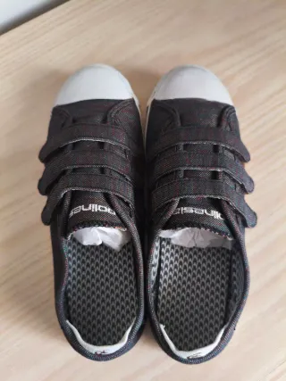 Zapatillas tela velcro negro multicolor