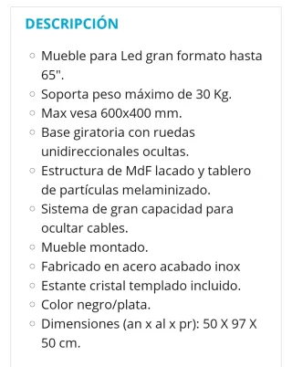 Soporte TV Samsung con ruedas. No incluye televiso