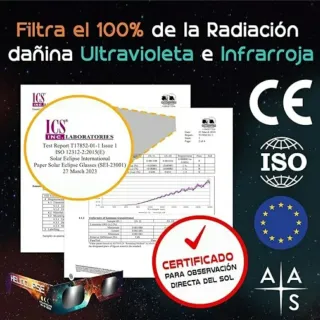 Gafas seguras para eclipse solar y discos sensores