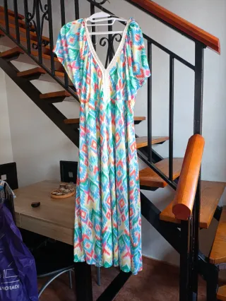 Vestido largo estampado multicolor