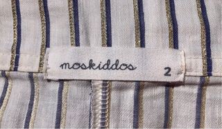 Pantalón lino algodón rayas ancho a media pierna M