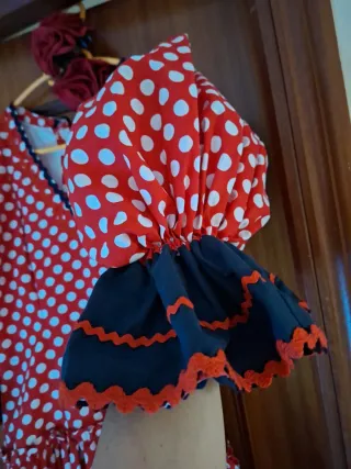 Vestido Flamenco Rojo Lunares Blancos
