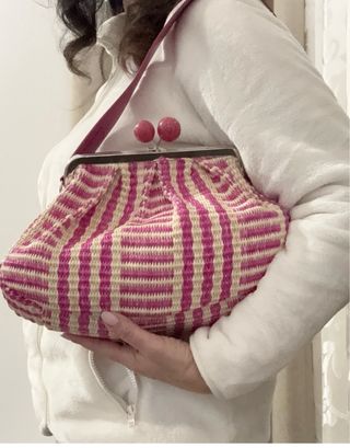 Max Mara Pasticcino Bag Rafia Beige/Rosa