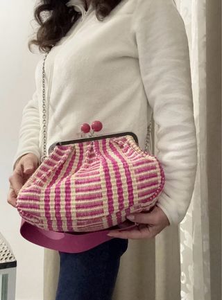 Max Mara Pasticcino Bag Rafia Beige/Rosa