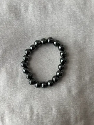 Pulsera de bolas negra y gris