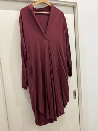 Vestido camisero rojo burdeos talla única