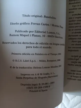 Libro Baudolino, de Umberto Eco