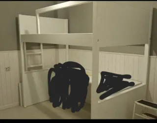 Cama alta de madera maciza blanca