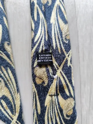 Corbata vintage seda hombre azul y oro uomo seta