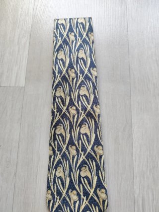 Corbata vintage seda hombre azul y oro uomo seta