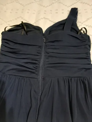 Vestido de gala azul con pedrería