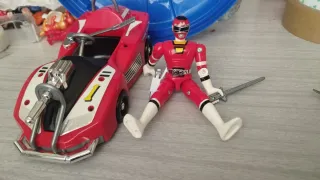 Lote Power Ranger Rojo y Coche años 90
