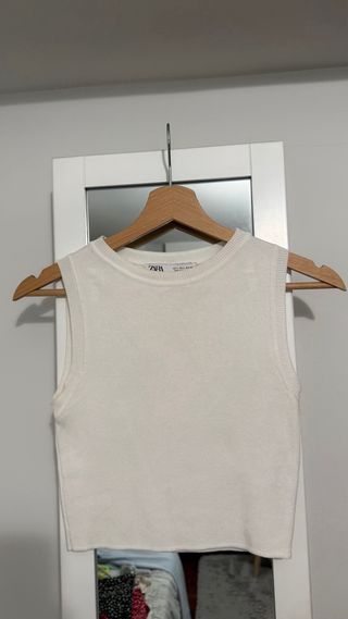 Top canalé Zara blanco