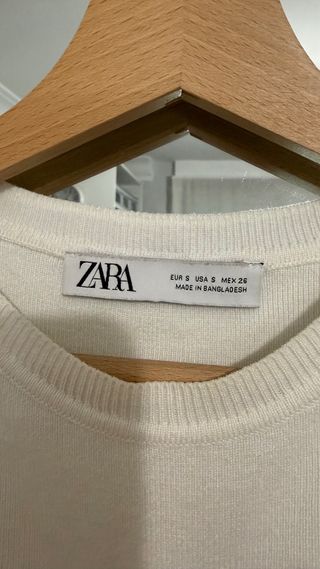 Top canalé Zara blanco