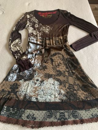 Vestidos Desigual Negro y Marrón Talla Única