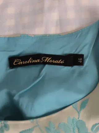 Vestido y chaqueta fiesta Carolina Morato Beige/Az