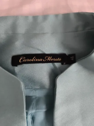 Vestido y chaqueta fiesta Carolina Morato Beige/Az