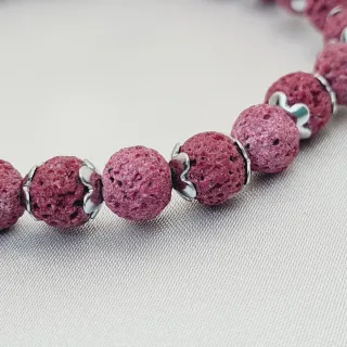Pulsera Lava Rosa y Acero Inoxidable