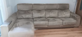 Sofá 3 plazas + chaiselongue tela