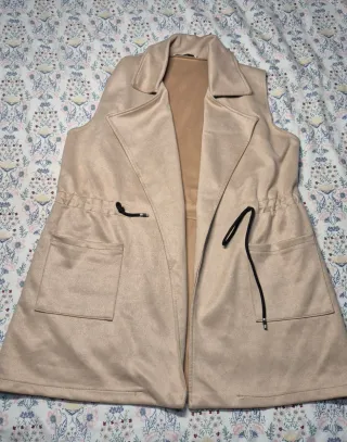 Chaleco largo antelina beige Made in Italy