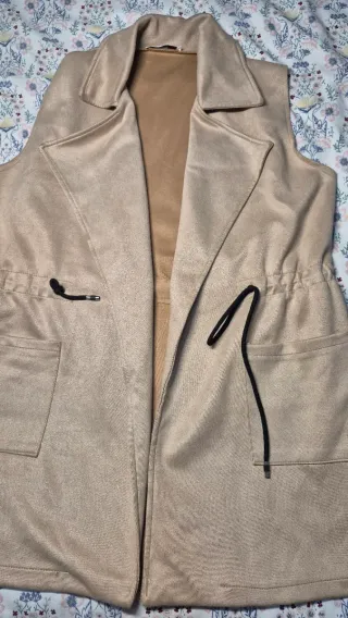 Chaleco largo antelina beige Made in Italy