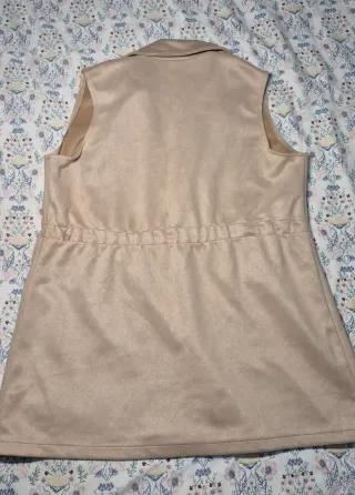 Chaleco largo antelina beige Made in Italy