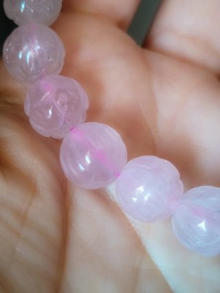 Pulsera Cuarzo Rosa Flor Tallada