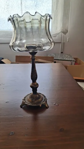 Pantalla lámpara cristal con borde ondulado
