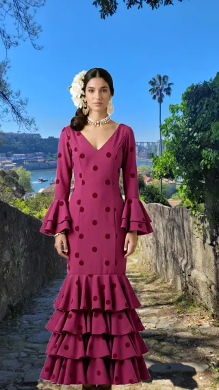 Vestido Flamenco Lunares Blanco y Negro Nuevo