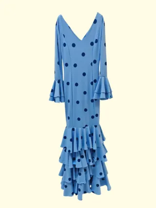 Vestido Flamenco Lunares Blanco y Negro Nuevo