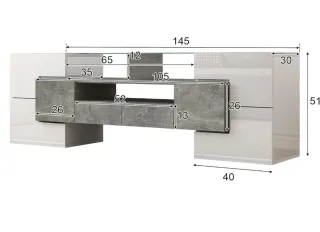 Mueble Salón Bajo Gris y Blanco