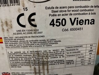 Estufa de leña Theca 450 Viena Ecodesign 15,7 Kw