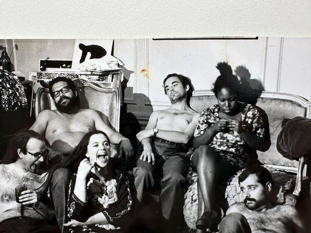 Foto vintage grupo personas fiesta