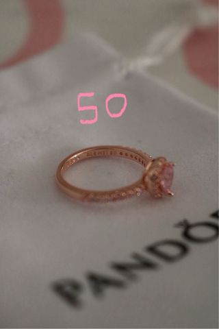 Anillo Pandora Corazón Rosa