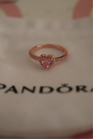 Anillo Pandora Corazón Rosa