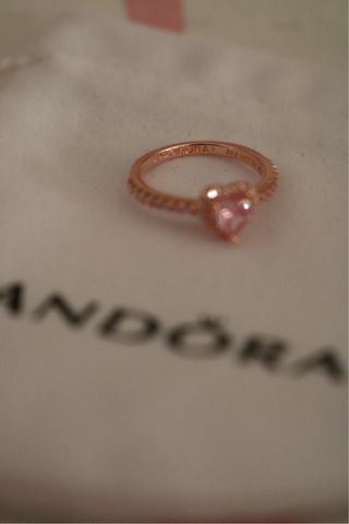 Anillo Pandora Corazón Rosa
