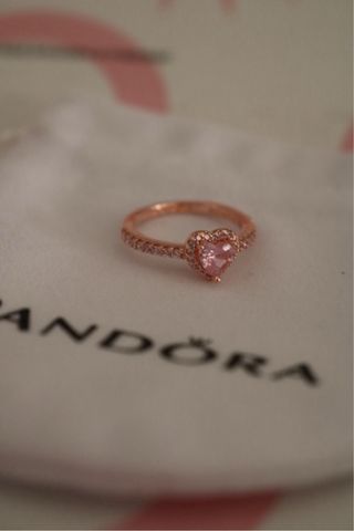 Anillo Pandora Corazón Rosa